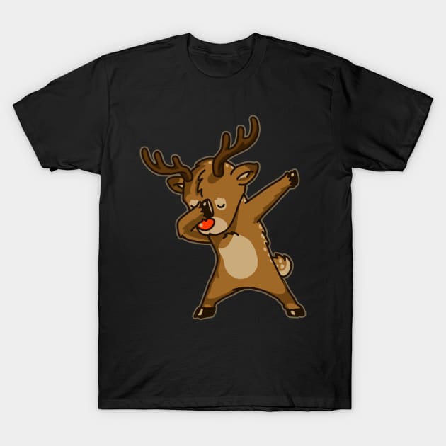 Dabbing Reindeer Shirt Christmas Dab Rudolph Reindeer TShirt 2 T-Shirt by vo_maria